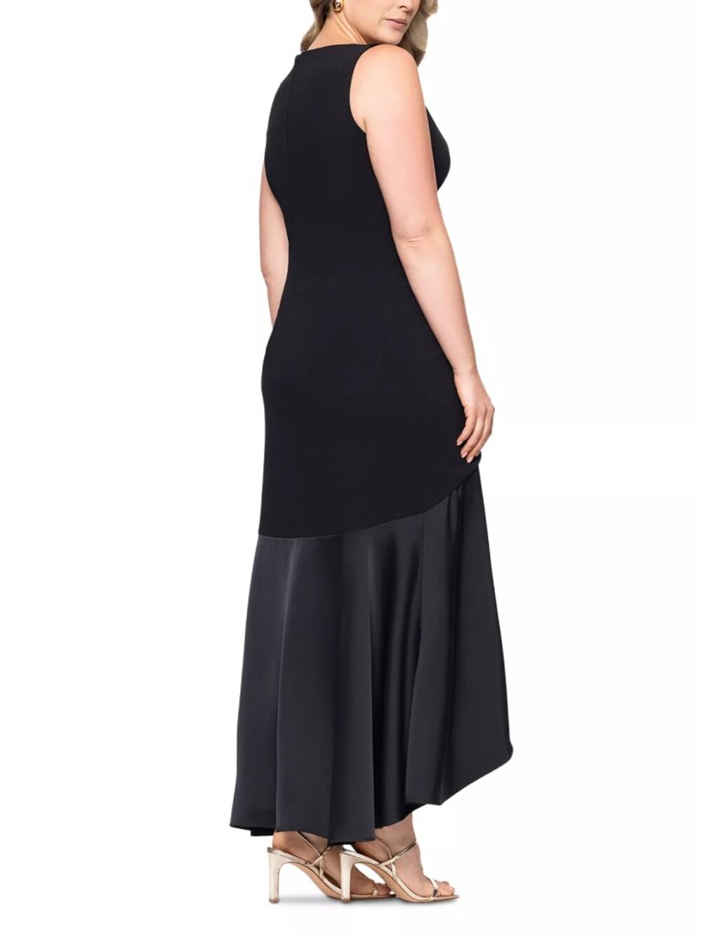 Betsy & Adam Plus Size Mixed-Media High-Low Dress Black - Picture 4 of 5